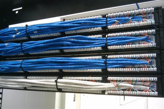 96 Cat5e data drops behind patch panel